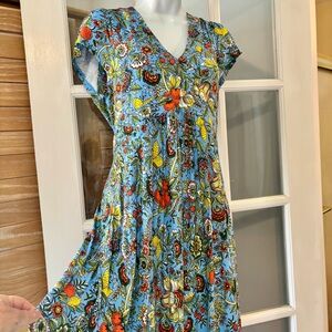 Boden Blue Floral Jersey Midi Dress 6P NWT
